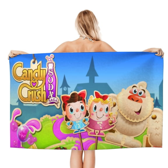 Candy Crush Saga Gifts Beach Towel for Women Girl Birthday Inspired Fan Bath Outdoor Music Lover