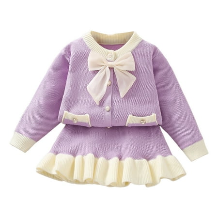 

EHQJNJ Toddler Ballet Outfit Tutu Toddler Kids Girls Long Sleeve Knit Pullover Bowknot Tops Skirts Outfits Beach Outfit Thanksgiving Baby Girl Outfit