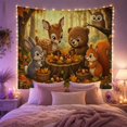 thumbnail image 2 of Woodland Animals Gathering Around Stump Table in Autumn Forest, Whimsical Illustration for Kids, Nature Scene Wall Art, Housewarming Gift Tapestry Wall Hanging for Nursery and Playroom, 2 of 7
