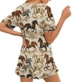 thumbnail image 2 of Yuyamidu Western Horse Womens Summer Pajama Set with Pockets 2 Piece Crew Neck Short Sleeve Top With Short Pants Sleepwear Brown Lounge Sets, 2 of 7