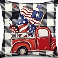 thumbnail image 2 of 4th of July Pillow Covers Buffalo Plaids American Flag Truck Throw Pillow Case Patriotic Farmhouse Cushion Cover for Independence Day Memorial Day Home Office Sofa Couch, 18 x 18 in, 4 Pack, 2 of 8