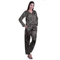 thumbnail image 2 of Moomaya Long Sleeve Shorts Pajama Set For Women Satin Button Pajamas For Women, 2 of 6