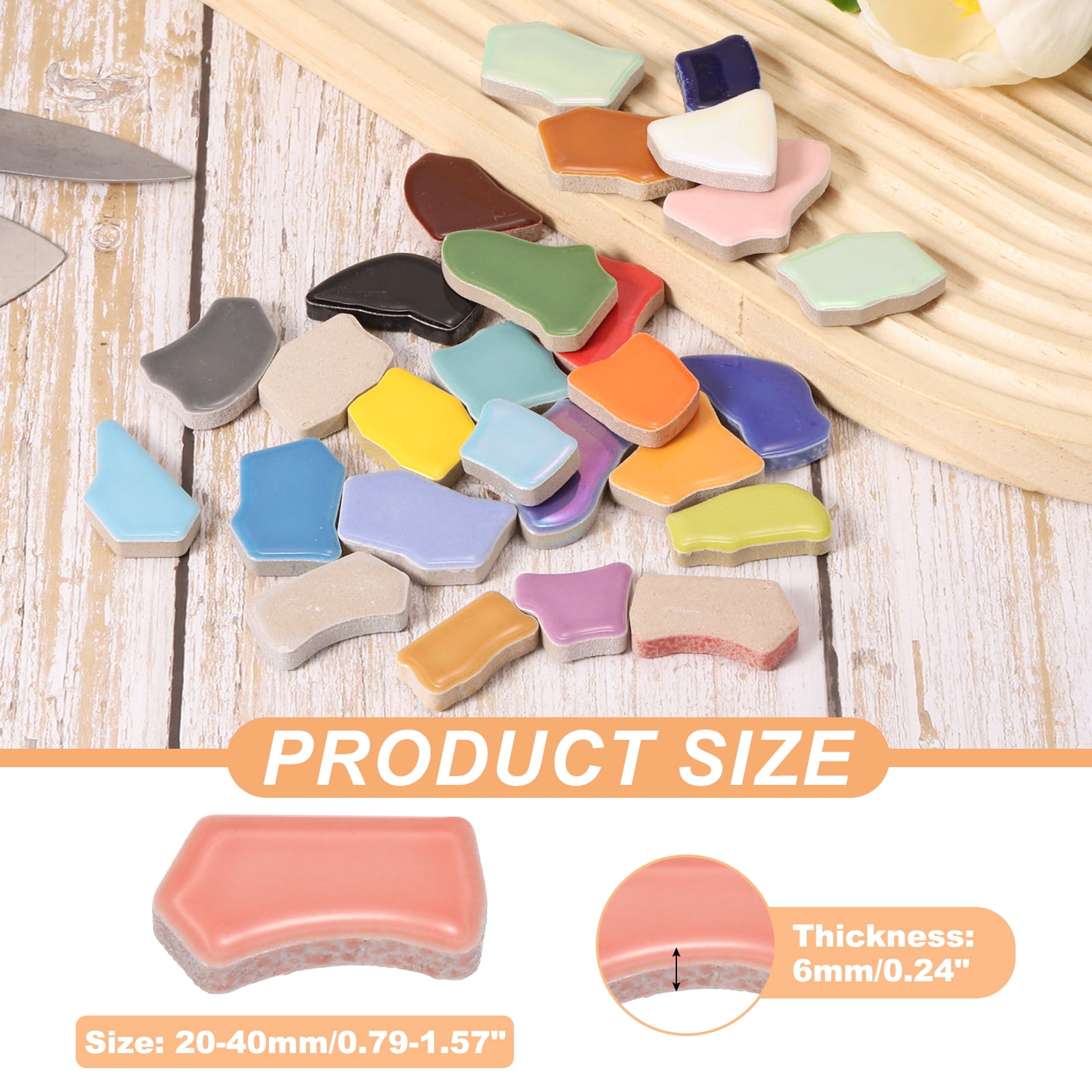 Uxcell 500g/1.1LB Irregular Ceramics Mosaic Tiles, 0.79"-1.57" Mosaic Stained Tile Broken Porcelain Pieces Stones Bulk for DIY Craft Making Vases Home Decoration, Rose Red
