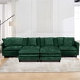 thumbnail image 3 of SZLIZCCC Modular Sectional Sofa with Movable Ottoman, L/U Shaped Chenille Fabric Couch with High - End Material,Flexible Combination for Living Room, Office, Apartment Green4+2, 3 of 7