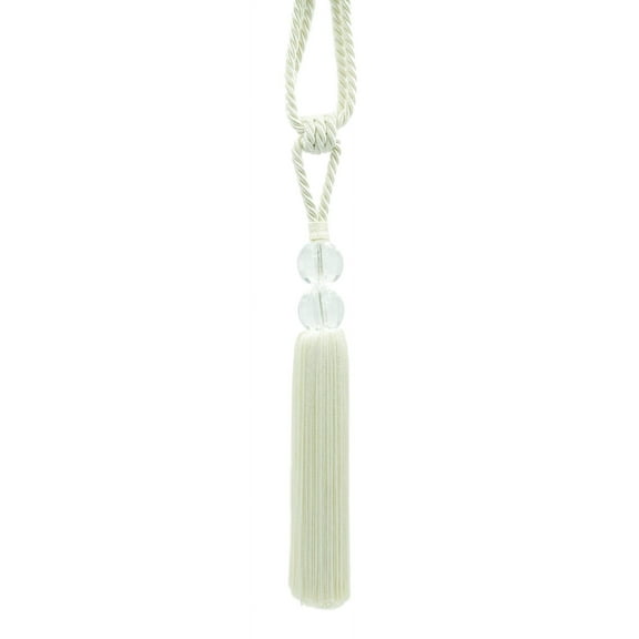 DECOPRO Elegant Acrylic Crystal Curtain & Drapery Tassel Tieback with Faceted Beads, Tassel Length 9" (22.5cm), Spread 35" (88.5cm) # TBCRYS9, Pearl White #6 (Bright White) Sold Individually
