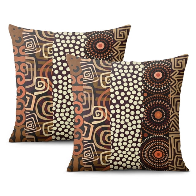 16x16 Inch Boho Farmhouse Decorative Throw Pillow Covers, Throw Pillow Covers Set of 2, Geometric Patterns, Square Pillow Covers for Couch, Sofa, Bed, and Fall Home Decor