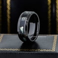 thumbnail image 2 of Jewelry Avalanche Men's Black Tungsten Carbide Wedding Band – Abalone Shell Inlay, Beveled Edge, 8mm Comfort Fit Ring size 11, 2 of 4