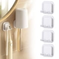 thumbnail image 2 of Bovemsi Organizer Rack 4Pack Toothbrush Holder For Bathroom Wall Mounted Toothbrush Holder Adhesive Toothbrushes Organizer Plug Socket Holders Shower White, 2 of 9