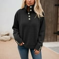 thumbnail image 2 of Bibifish Womens Sweaters Soft Knit Long Sleeve Stand Collar Sweaters With Button Detail Oversized Cozy Fall Winter Workout Casual Pullover Tops, 2 of 6