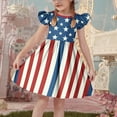 thumbnail image 5 of MKOSPLRT American Flag Dress for Kids 3-14 Years Flying Sleeve Summer A Line Dress Funny Stars Striped Graphic Midi Dress Girls Dresses, 5 of 6