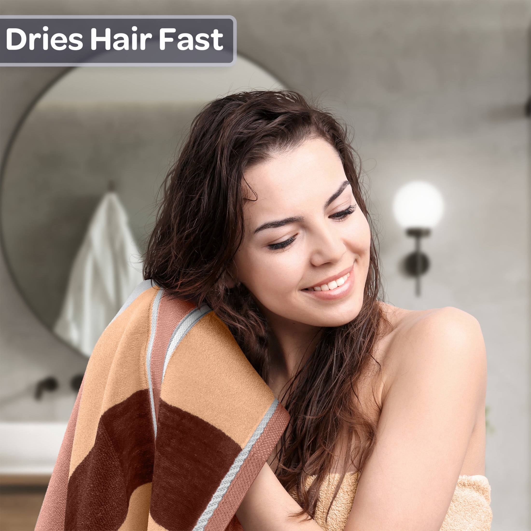 Lavish Home 2PC Cotton Towel Set - 35x70in Extra Large Bath Towels (Taupe)