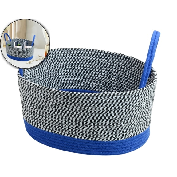 VQPeo Laundry Basket, Woven Cotton Rope Laundry Hamper, Woven Basket, Large Blanket Basket for Living Room, Storage Basket for Organizing