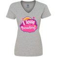 thumbnail image 3 of Inktastic Bowler I Love Bowling Women's V-Neck T-Shirt, 3 of 5