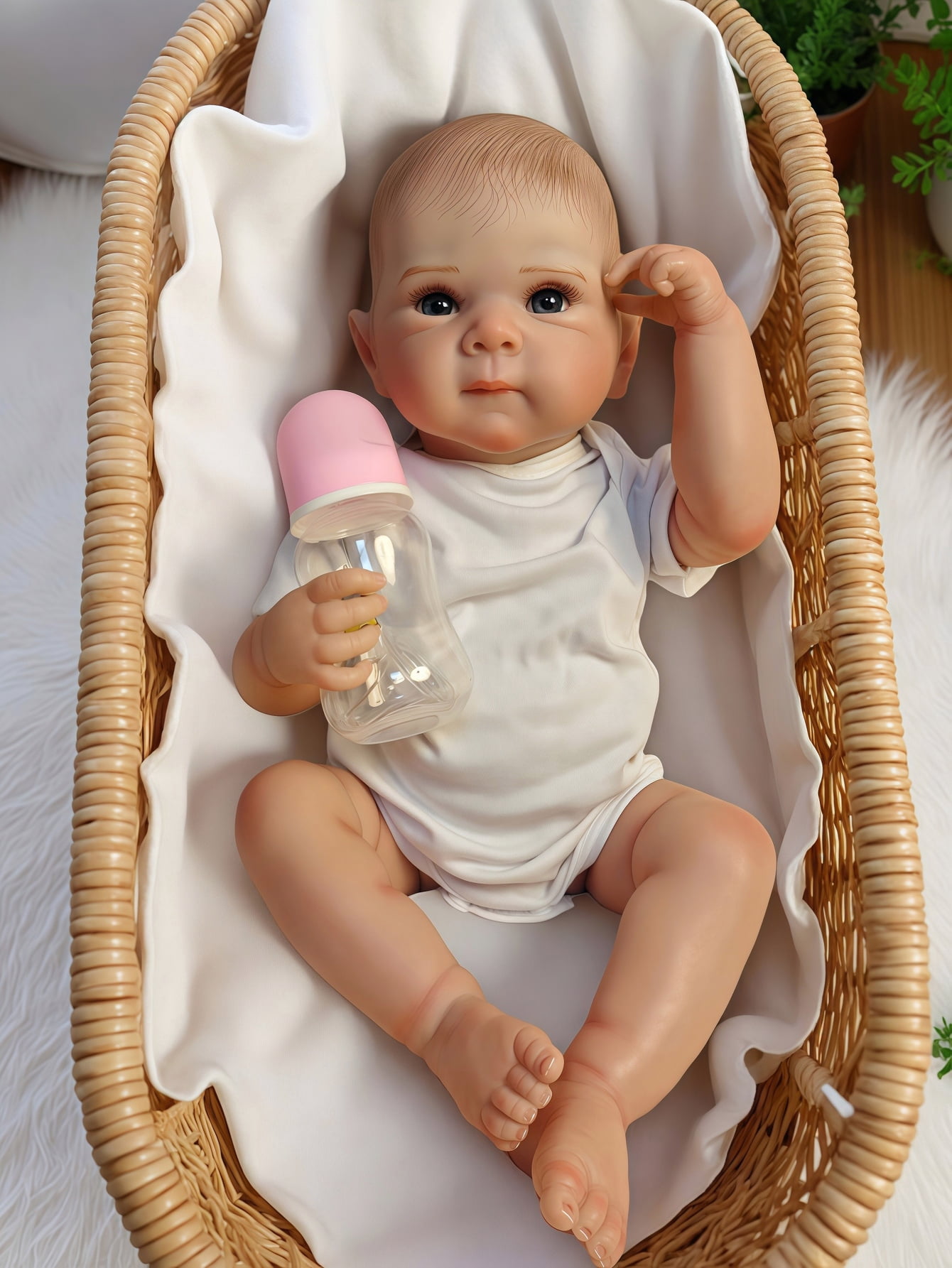 20 Inch Reborn Baby Doll Girl Full Body Vinyl Lifelike Realistic Doll Hand Painted Hair Soft Touch Waterproof Bath Doll Gift for Kids Age 3+