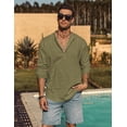 thumbnail image 4 of Coshow Men's Cotton Henley Shirt Long Sleeve Hippie Casual Beach T Shirts, 4 of 7