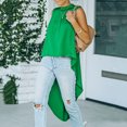 thumbnail image 3 of Summer Tops for Women Fashion Round Neck Sleeveless Solid Color Irregular Casual Tee Tops, 3 of 8