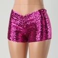 thumbnail image 4 of ERkkoi Shorts For Women Metallic Shiny Shorts Sparkly Rave Short Pants Party Womens Booty Shorts Hot Pink M, 4 of 5