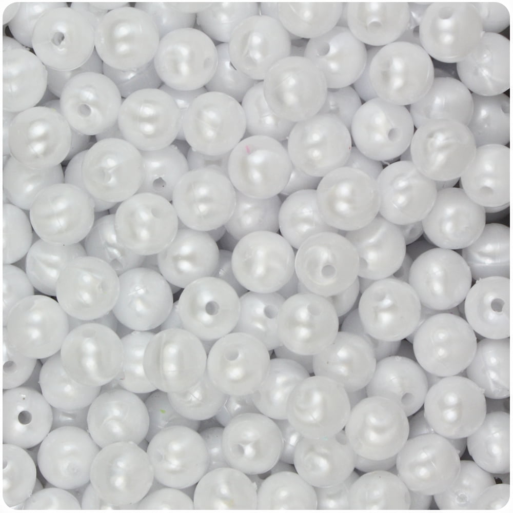 BeadTin White Pearl 8mm Round Craft Beads (300pcs)