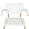 thumbnail image 5 of Breuer Chair Company Marcel Breuer B64 Cesca Cane Cantilever Armchair Arm Chair w/ Brass Steel Frame White Wood & White Cane (Made in Italy) by Furnish Theory, 5 of 16