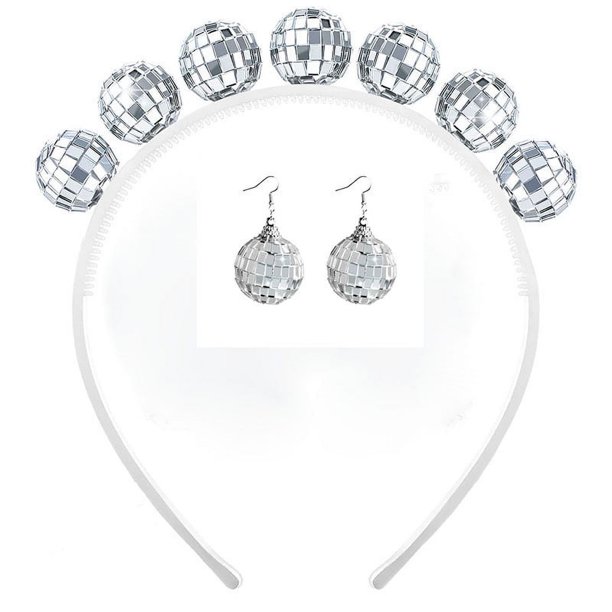 Pendientes de bola de espejo, diadema, accesorios para fiestas, bailes, carnaval, pendientes estilo hip hop punk