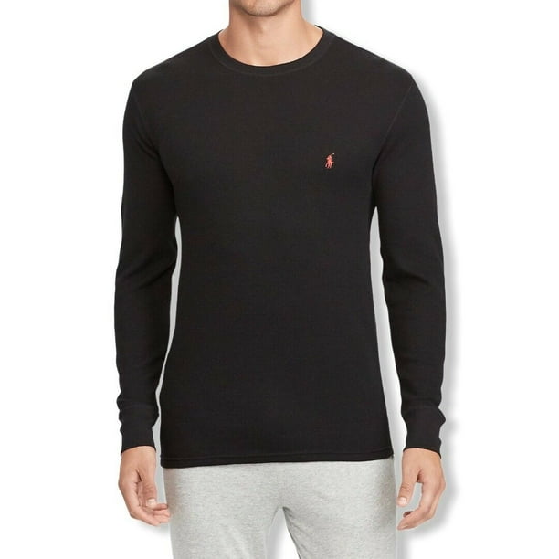 Polo Ralph Lauren BLACK Long Sleeve Crew Neck Thermal Shirt, US Medium -  