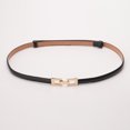 thumbnail image 2 of IQOGKRN Women's Slim Faux Leather Waist Belt with Rose Gold Metal Clasp Adjustable Decorative Skinny Cincher for Dresses Black One Size, 2 of 3