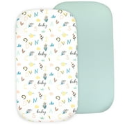 Baby Bassinet Sheet Set for Boy and Girl, 2 Pack Organic Cotton Universal Fitted Bedding Cover for Oval, Hourglass & Rectangle Bassinet Mattress, Fitted Sheets Size 32 x 16 x 4 Inches