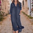 thumbnail image 2 of Women's Casual Long Dress Fashion Comfortable Loose Solid Color Shirt Stylish Elegant Flowy Summer Maxi Outfit, 2 of 2