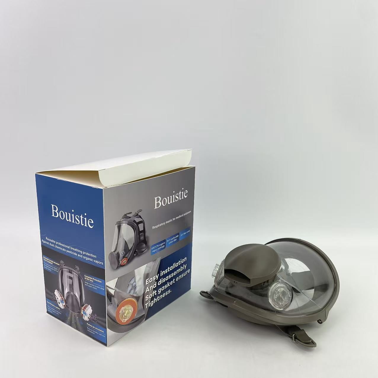 Bouistie Respiratory masks for medical purposes,Full Face Organic Vapor Respirator - Protective Eye & Nose Shield with Anti-Fog Heavy Duty Lens & Adjustable - Chemical, & Particulate Respirator