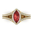 thumbnail image 2 of 1.2ct marquise cut red natural garnet 14k yellow gold halo Bridal Wedding Engagement Promise Anniversary Ring for Women size 6.75, 2 of 7