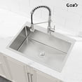 thumbnail image 5 of Stainless Steel Single Bowl Kitchen Sink 27x19 inch, 1-Piece Overmount Brushed with US Drain & Hook, SS-BR02D-271908, 5 of 11