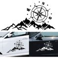 thumbnail image 1 of （56x30cm）2 Pieces Car Sticker Mountain Compass Graphics, 3D Car Hood Auto Body Side Door Vinyl Waterproof Sticker:,JU, 1 of 5