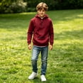 thumbnail image 4 of Boys Half Zip Pullover Hoodie, Kids Hooded Sweatshirt with Zipper Pocket, Warm Long‑Sleeve Casual Outerwear, 4 of 7