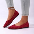 thumbnail image 2 of Women's Rhinestone Ballet Flats Comfortable Pointed Toe Lightweight Casual Dressy Shoes Work Flats Office Shoes Red Size 6, 2 of 7