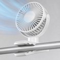 thumbnail image 5 of Gumesh Clip on Fan,Golf Cart Fan Rechargeable , 3 Speeds Strong Airflow, Ultra Quiet,Cooling for Bed Camping Office Desk Dorm,White, 5 of 8