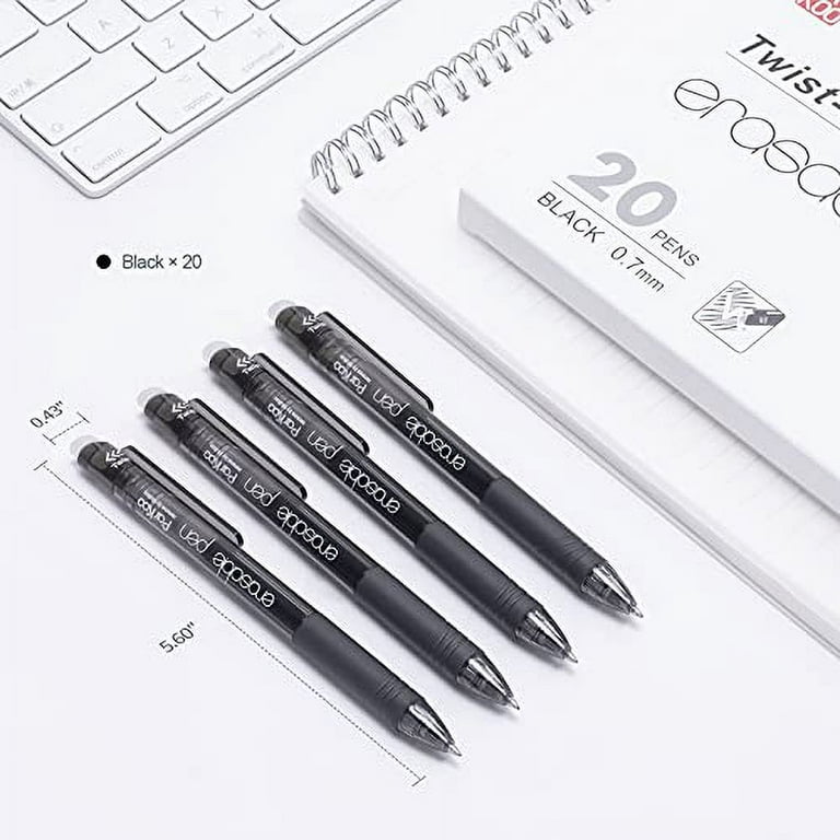 ParKoo 20 Colors Retractable Erasable Gel Pens 0.7 mm, No Need for White Out