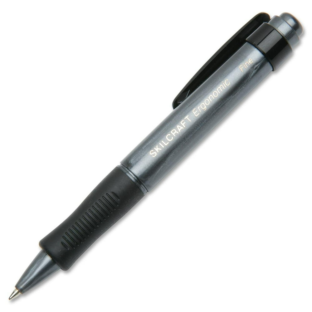 Skilcraft Ballpoint Pen, Biobased, Retractable, Fine Point Type