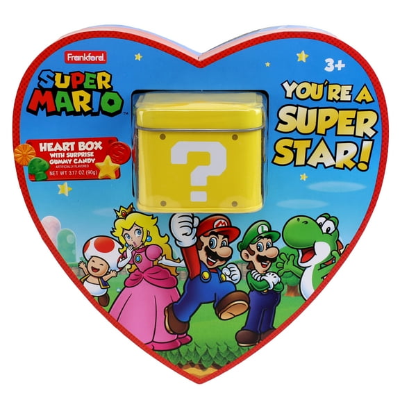 Frankford Nintendo Super Mario Valentine's Surprise Heart Box with Gummy Candy, 3.17oz