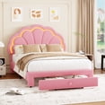 thumbnail image 1 of Full Upholstered LED Bed Frame - with Storage Headboard & Storage Drawer, Berber Fleece Princess Platform Bed for Kids, Wood Support, No Box Spring Needed, Easy Assembly, Pink, 1 of 7