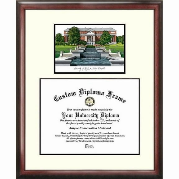 Campus Images MD998V University of Maryland College Park Scholar Framed Lithograph with Diploma
