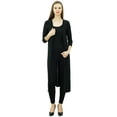 thumbnail image 1 of Bimba Cardigan Long en Lycra Doux à Drapé pour Femmes, Manches 3/4, Décontracté, Longline, Couvre-Maillot, 1 of 6