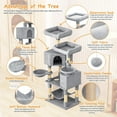 thumbnail image 4 of PRZL Cat Tree, 58 Inch Cat Tower for Indoor Cats, Activity Center Multi-Level Cat Tree Tower with Cat Scratching Post & Hammocks & Top Perch & Dangling Ball & Cat Condo, Light Gray, 4 of 14