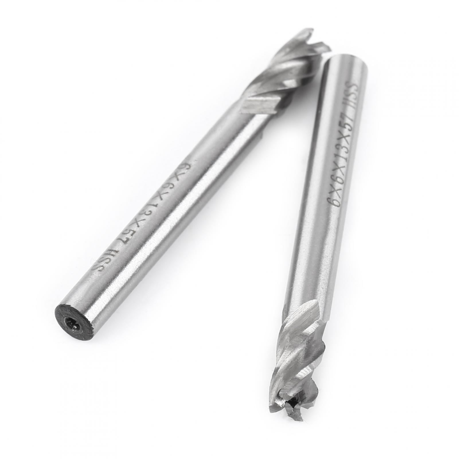High Speed Steel 6mm 4 Flute End Mill Bit Set For CNC Engraving Metal Cutting Milling Machine Tools With Straight Shank For Iron Copper Aluminum Plastic 2 Pieces (0.23 inches / 6 mm)