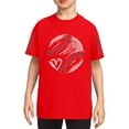 thumbnail image 1 of T-shirt Graphique de Baseball pour Garçons et Filles, Col Rond, Manches Courtes, pour Adolescents, Rouge 130/5 Y-6 Y, 1 of 3