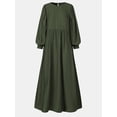 thumbnail image 3 of ZANZEA Womens Dresses Crew Neck Long Sleeve Casual Solid Long Maxi Dress, 3 of 5