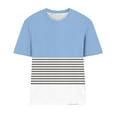 thumbnail image 4 of Horkkom T Shirts for Women Summer Striped Color Block Crew Neck Short Sleeve Shirts Loose Basic Tee Blouses Sky Blue L, 4 of 4