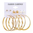 thumbnail image 4 of Pearl Earring Set Fashion Hoop Creative Metal Geometric Hoop Earrings Women, 4 of 9