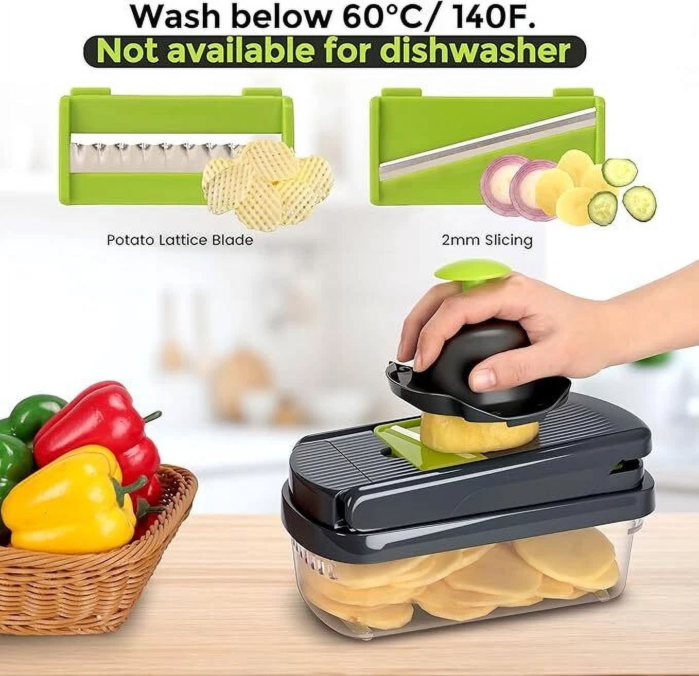 CRESTIN- Manual Hand Press Garlic Onion Vegetable Food Chopper Cutter Processor Dicer Us