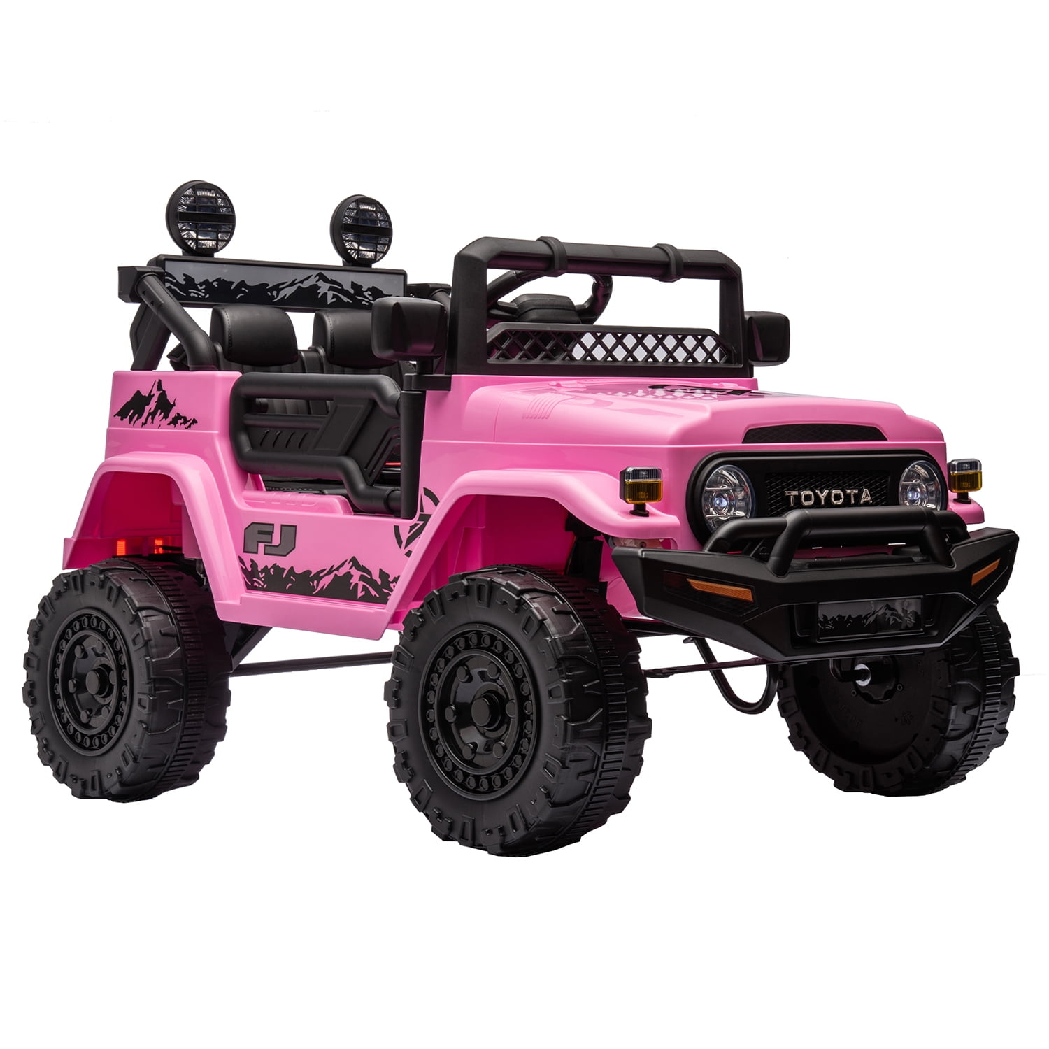 CIPACHO 12V Kids Ride On Truck Car with Parent Remote Control, Licensed TOYOTA FJ Cruiser Electric Car for Kids, Pink