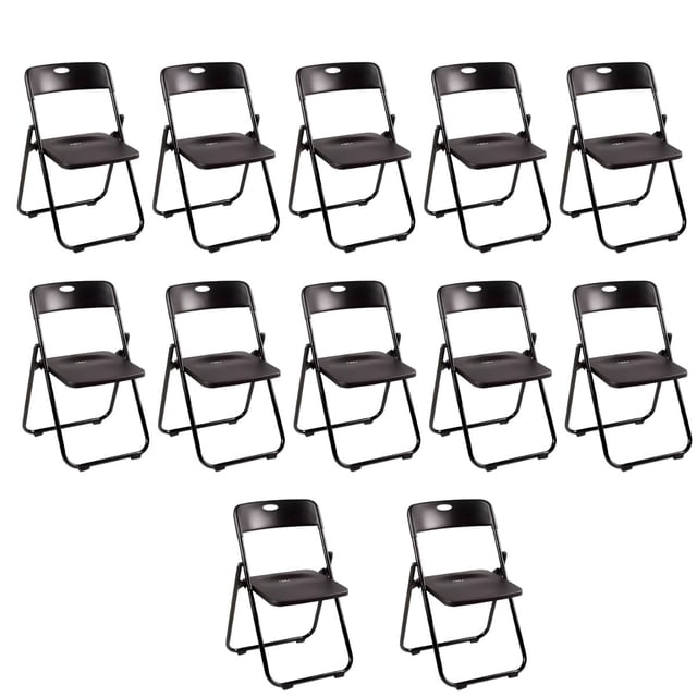 Set 12 Sillas Plegables Comedor 120kg Acero Reforzado Plástico Resistente Prácticas Color Negra.